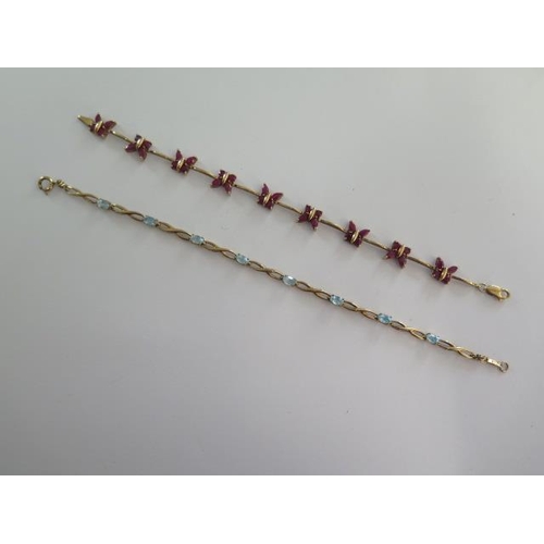33 - A 9ct yellow gold bracelet - 19cm long - and a 10ct 18cm bracelet - total approx weight 11 grams