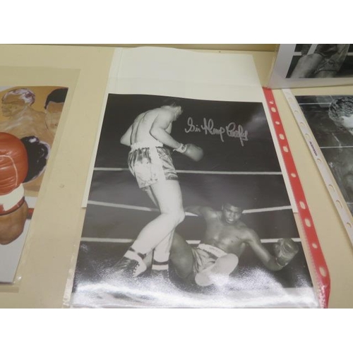 366 - A collection of seven boxing autographed photos including Mohammed Ali, Joe Bugner, Henry Cooper