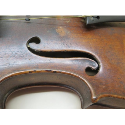 371 - A violin with a single piece 12 1/2