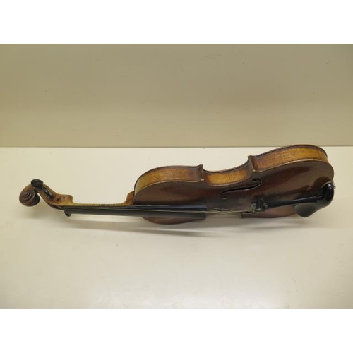 371 - A violin with a single piece 12 1/2