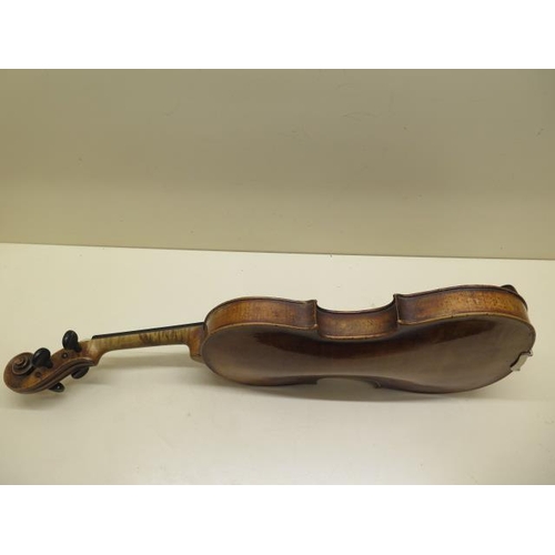 371 - A violin with a single piece 12 1/2