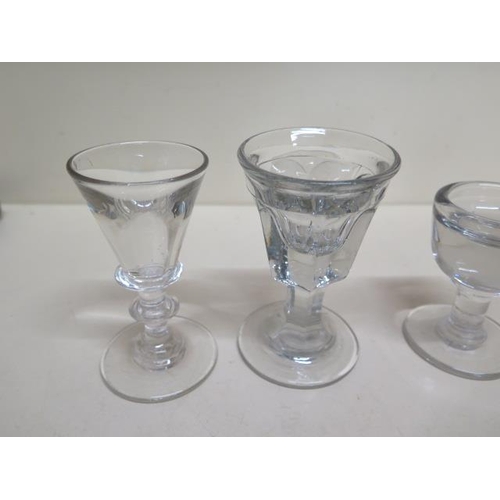 374 - Two penny lick glasses and two toasting glasses - Tallest 10cm - all good