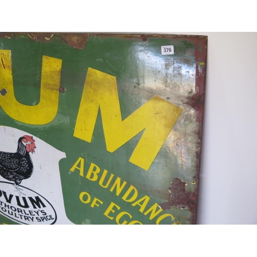 376 - A large OVUM Thorleys Poultry Spice For Poultry enamel shop/advertising sign - 92cm x 121cm - some c... 