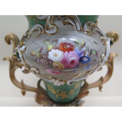 393 - A 19th century porcelain lidded centrepiece - Height 37cm - with floral decoration, some restoration... 