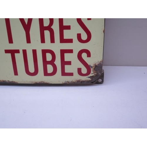 417 - An enamel Bata cycle Tyre Tubes metal single side sign - 48cm x 38cm - some rust and chips mainly to... 