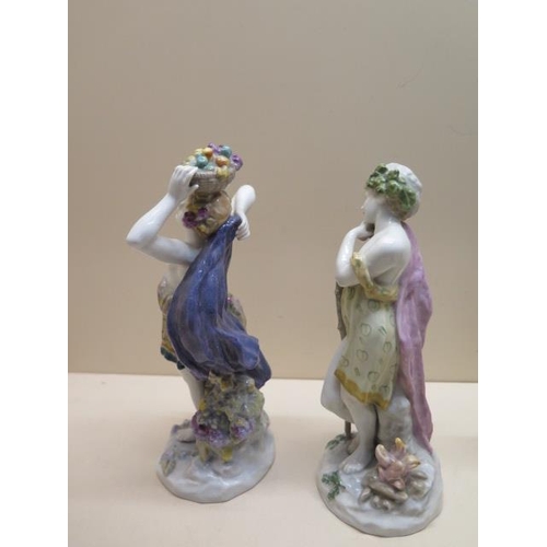 432 - A pair of ENS porcelain figures of scantily clad maidens - Height 23cm - both good condition, faults... 