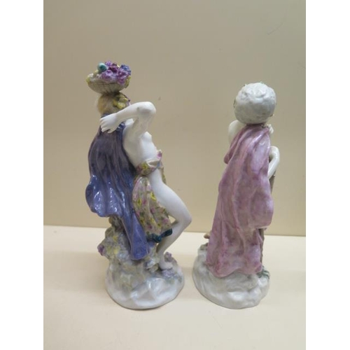 432 - A pair of ENS porcelain figures of scantily clad maidens - Height 23cm - both good condition, faults... 