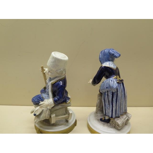 435 - A pair of Unter Weiss Bach figures - Height 18cm - hand off one otherwise good