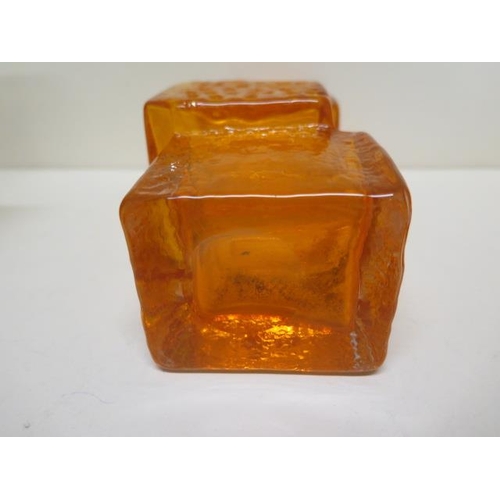 444 - A Whitefriars glass orange/tangerine drunken bricklayer vase - Height 21cm