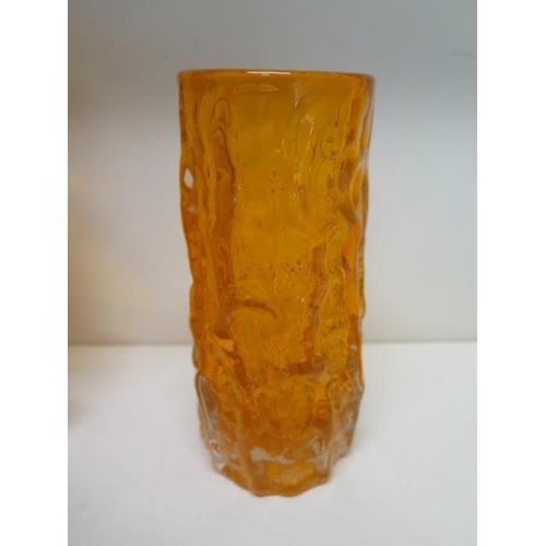 445 - A Whitefriars glass orange/tangerine bark effect vase - Height 125.5cm - in good condition