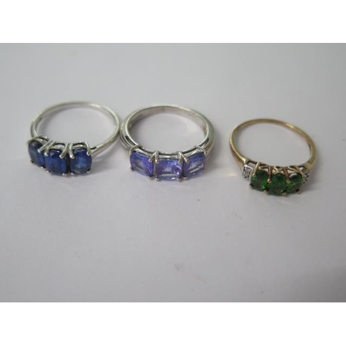 50 - Two 9ct white gold dress rings and a yellow gold ring sizes R and S - approx weight 8.4 grams