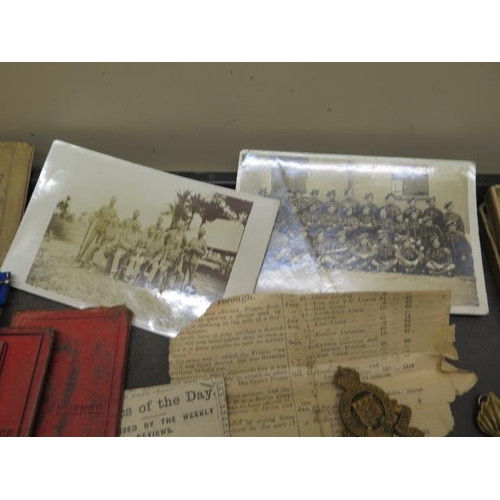 501 - A good collection of mainly WWI Militaria including a WWI duo medals to 1509 GNR F.A. SEAMAN RA, bad... 