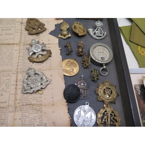 501 - A good collection of mainly WWI Militaria including a WWI duo medals to 1509 GNR F.A. SEAMAN RA, bad... 