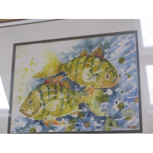 540 - Rosalind Ridley watercolour Perch - frame size 50cm x 60cm