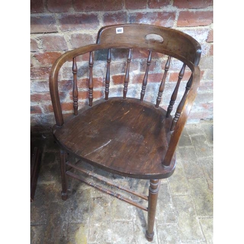 602 - A late Victorian beechwood spindle back desk chair - Height 76cm