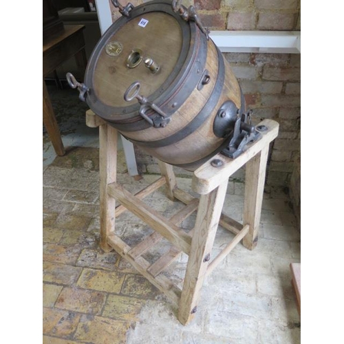 618 - An R.A. Lister & Co wooden butler churn on stand - Height 117cm - generally good condition