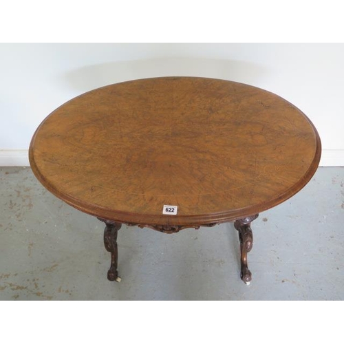 622 - A Victorian inlaid walnut oval side table with good colour - Height 71cm x 75cm x 50cm