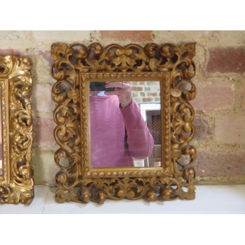 627 - Two small gilt Florantine style mirrors - largest 33cm x 29cm