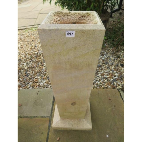 697 - A limestone carved bird bath made from local stone and carved in Cambridgeshire - Height 73cm x 24cm... 