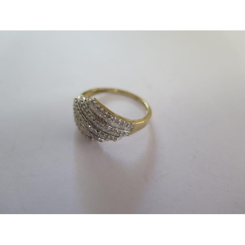 73 - A 9ct yellow gold diamond ring size S - approx weight 3.3 grams - generally good