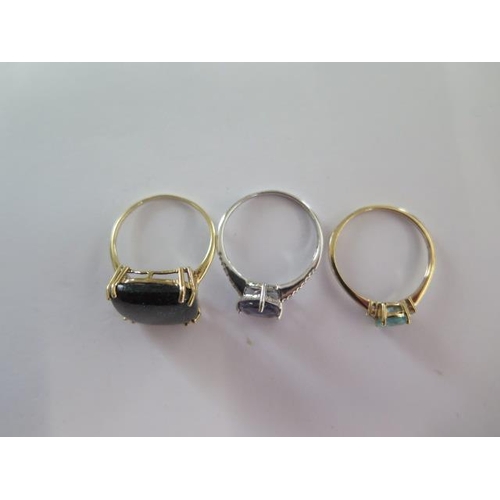 85 - Two 9ct yellow gold rings and a white gold ring sizes R - one with certificate - total weight approx... 