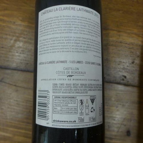 1 - Twelve bottles of Chateau la Clariere Laithwaite 2015 red wine