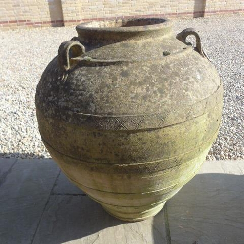 102 - A good Cretan terracotta garden pot, 86cm tall x 71cm diameter, nicely weathered