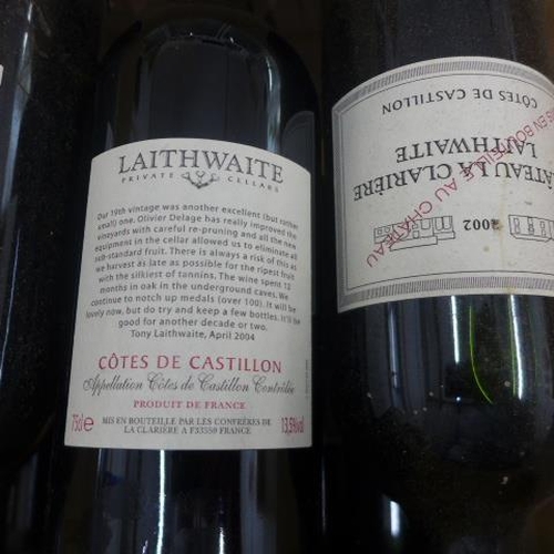 20 - Six bottles of Chateau la Clariere Cotes de Castillon 2002 red wine