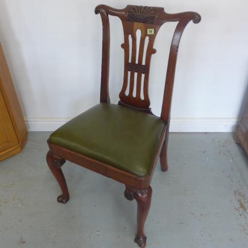 85 - An antique walnut single chair on cabriole legs