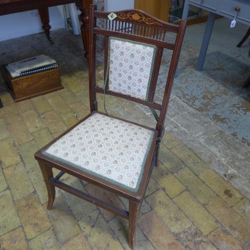 87 - An Edwardian mahogany and inlaid bedroom chair