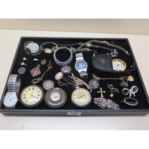 190 - A small collection of assorted watches and costume jewellery