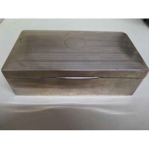 214 - A silver desk box, 17cm wide, some denting to corners otherwise reasonably good