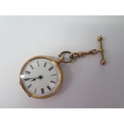 271 - A 14ct yellow gold open face key wind pocket watch - approx weight 35 grams - with 35mm case - base ... 