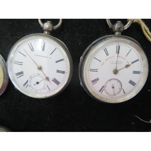 281 - Five silver pocket watches including a Benson Ludgate pocket watch, also a base metal Art Deco pocke... 