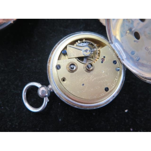 281 - Five silver pocket watches including a Benson Ludgate pocket watch, also a base metal Art Deco pocke... 