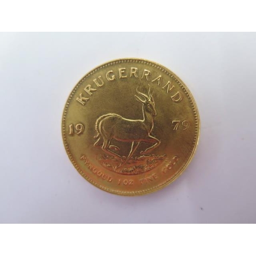 301 - A 1979 1oz fine gold Krugerrand coin approx 33.9 grams