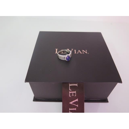 A 14ct white gold Tanzanite and diamond Le Vian ring, the 1ct Blueberry tanzanite with 72 diamonds approx 0.57 ct  , size M/N, approx 4.2 grams, overall good with box