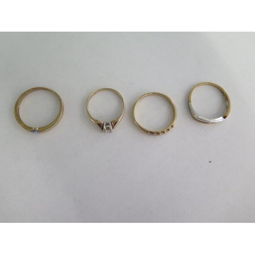 66 - Four 9ct gold rings, sizes M, R, T, approx 7.8 grams, all good