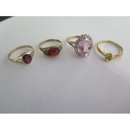 67 - Four 9ct yellow gold rings, sizes M, N, O, R, approx 10.7 grams, all good