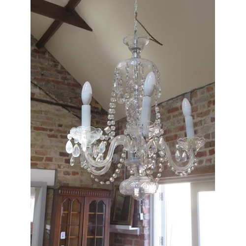 723 - A Victorian cut glass five branch chandelier in working order - Height 67cm