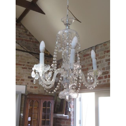 723 - A Victorian cut glass five branch chandelier in working order - Height 67cm