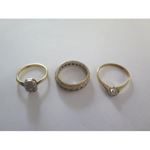 78 - Three 18ct gold diamond rings, sizes J,L,N, total approx 8 grams