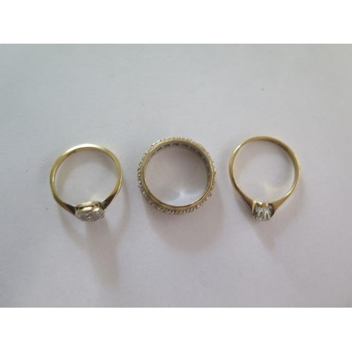 78 - Three 18ct gold diamond rings, sizes J,L,N, total approx 8 grams