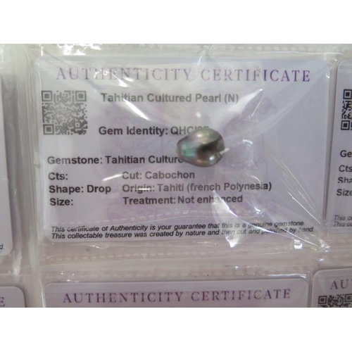 80 - A selection of 5 semi precious stones and a pearl, all with certificates