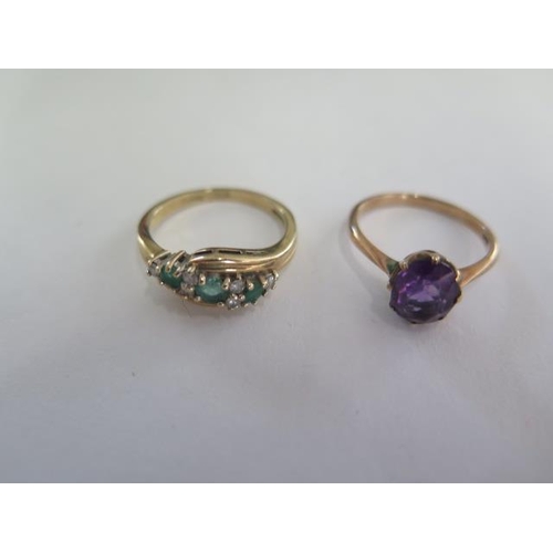 91 - Two 9ct yellow gold rings, sizes N and O, total approx 5 grams