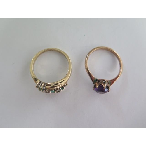 91 - Two 9ct yellow gold rings, sizes N and O, total approx 5 grams