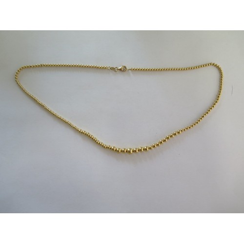 82 - An 18ct yellow gold 45cm ball link necklace, approx 7 grams, good condition