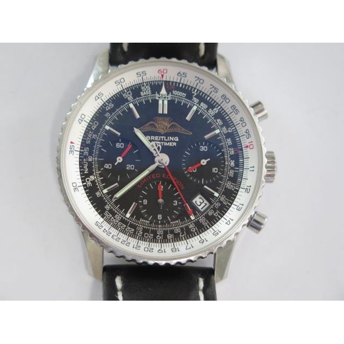 A 2015 Breitling Aopa Chronograph Navitimer Limited Edition automatic stainless steel gents wristwatch on black leather strap with box and papers - 41.5mm case - Limited no 229 or 500 case number 2510497, BD70 AD233225U - originally bought from Mappin and Webb in almost unused condition and good running order