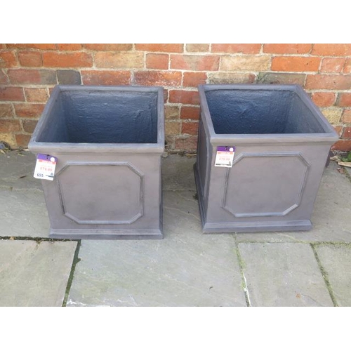 655 - A pair of Apta lead effect frost proof square planters - Height 44cm x 45cm x 45cm - discounted RRP ... 