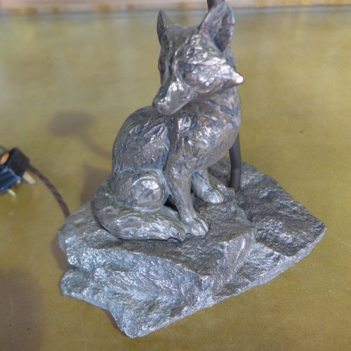 663 - A modern designer lamp by David Hunt in the form of a bronzed fox overall 37 cm tall